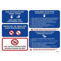 Duş ve Tuvalet Talimatı Uyarı Levhası için detaylı bilgi göster Duş ve Tuvalet Talimatı Uyarı Levhası resmi