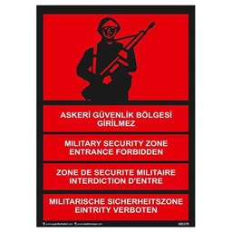Askeri Güvenlik Bölgesi Girilmez Uyarı Levhası U01175 resmi