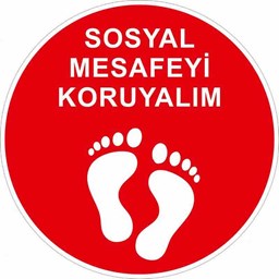 Sosyal Mesafeyi Koruyalım Yer Etiketi Kırmızı 30 cm U21074 resmi