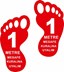 Ayak İzi 1 Metre Mesafeyi Koruyalım Yer Etiketi 30 cm Kırmızı U21076 resmi