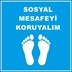 Sosyal Mesafeyi Koruyalım Ayak İzi Yer Etiketi Kare Mavi U21079 resmi