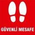 Güvenli Mesafe Ayak İzi Yer Etiketi Kare Kırmızı U21081 resmi