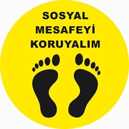 Sosyal Mesafeyi Koruyalım Ayak İzi Yer Etiketi Sarı 30 cm U21085 resmi