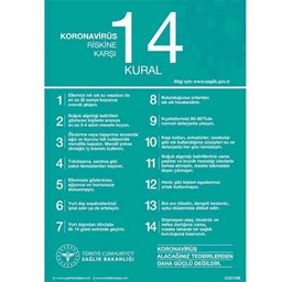 Koronavirüs Riskine Karşı 14 Kural Uyarı Levhası için detaylı bilgi göster Koronavirüs Riskine Karşı 14 Kural Uyarı Levhası resmi