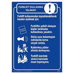 Forklift Kullanma Talimatı Uyarı Levhası için detaylı bilgi göster Forklift Kullanma Talimatı Uyarı Levhası resmi