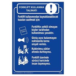 Forklift Kullanma Talimatı Uyarı Levhası resmi