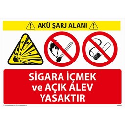 Akü Sarj Alanı Sigara İçmek Yasaktır Uyarı Levhası resmi