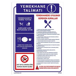 Yemekhanede Uyulması Gereken Kurallar Uyarı Levhası resmi