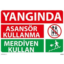 Yangında Merdiven Kullan Uyarı Levhası için detaylı bilgi göster Yangında Merdiven Kullan Uyarı Levhası resmi