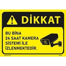 Dikkat Bu Bina 24 Saat Kamera ile İzlenmektedir Uyarı Levhası için detaylı bilgi göster Dikkat Bu Bina 24 Saat Kamera ile İzlenmektedir Uyarı Levhası resmi