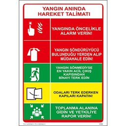 Yangın Anında Hareket Talimatı Uyarı Levhası resmi