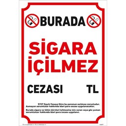 Burada Sigara İçilmez Uyarı Levhası resmi