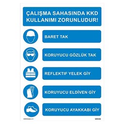 Çalışma Sağasında KDD Kullanılması Zorunludur Uyarı Levhası için detaylı bilgi göster Çalışma Sağasında KDD Kullanılması Zorunludur Uyarı Levhası resmi