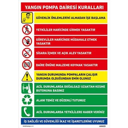 Yangın Pompa Dairesi Kuralları Uyarı Levhası resmi