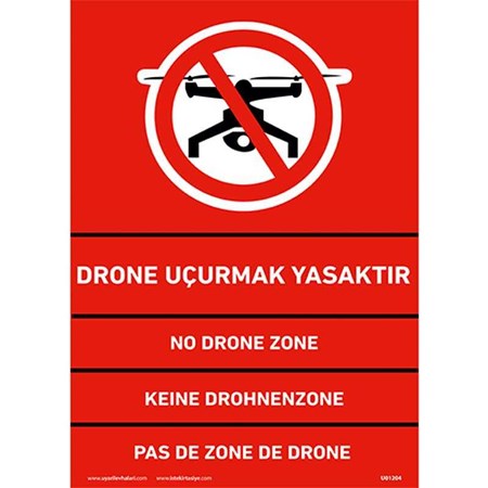 Drone Uçurmak Yasaktır Uyarı Levhası resmi