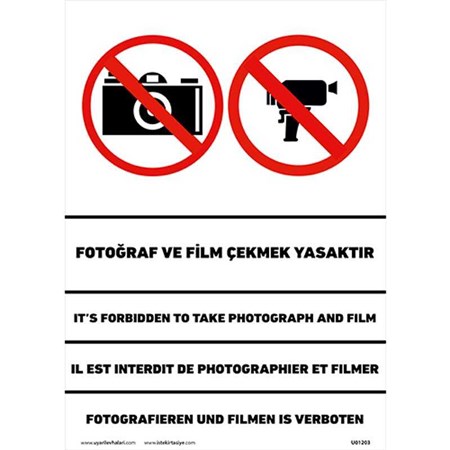 Fotoğraf ve Film Çekmek Yasaktır Uyarı Levhası resmi