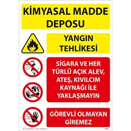 Kimyasal Madde Deposu Uyarı Levhası için detaylı bilgi göster Kimyasal Madde Deposu Uyarı Levhası resmi