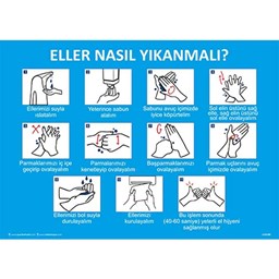 Eller Nasıl Yıkanmalı Uyarı Levhası için detaylı bilgi göster Eller Nasıl Yıkanmalı Uyarı Levhası resmi