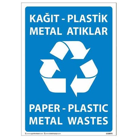 Kağıt - Plastik - Metal Atıklar Uyarı Levhası resmi