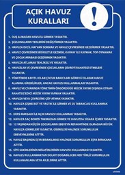 Açık Havuz Kuralları Uyarı Levhası için detaylı bilgi göster Açık Havuz Kuralları Uyarı Levhası resmi