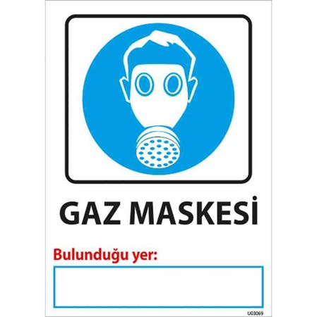 Gaz Maskesi Bulunduğu Yer Uyarı Levhası resmi