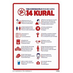 Virüse Karşı 14 Kural Uyarı Levhası U10090 için detaylı bilgi göster Virüse Karşı 14 Kural Uyarı Levhası U10090 resmi