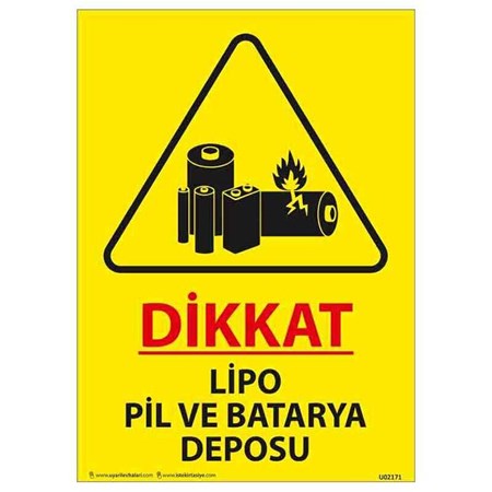 Lipo Pil ve Batarya Deposu Uyarı Levhası resmi