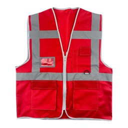 İş Güvenliği Fosforlu Yelek Mühendis Tipi Kırmızı XL resmi