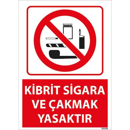 Kibrit Sigara ve Çakmak Yasaktır Uyarı Levhası resmi