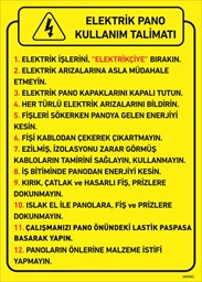Elektrik Pano Kullanım Talimatı Uyarı Levhası için detaylı bilgi göster Elektrik Pano Kullanım Talimatı Uyarı Levhası resmi