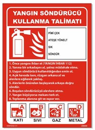 Yangın Söndürücü Kullanma Talimatı Uyarı Levhası resmi