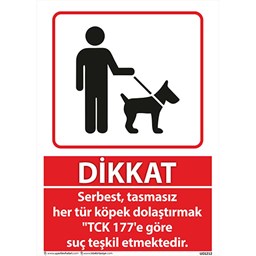 Tasmasız Köpek Gezdirmek Yasaktır Uyarı Levhası resmi