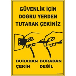 Fişi Doğru Yerden Tutarak Çekiniz Uyarı Levhası için detaylı bilgi göster Fişi Doğru Yerden Tutarak Çekiniz Uyarı Levhası resmi
