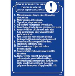 Akaryakıt Doldurma Boşaltma Talimatı Uyarı Levhası resmi