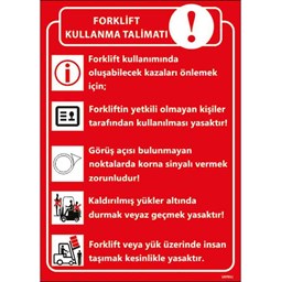 Forklift Kullanma Talimatı Uyarı Levhası için detaylı bilgi göster Forklift Kullanma Talimatı Uyarı Levhası resmi