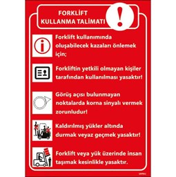 Forklift Kullanma Talimatı Uyarı Levhası resmi