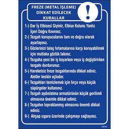 Freze Talimatı Uyarı Levhası için detaylı bilgi göster Freze Talimatı Uyarı Levhası resmi