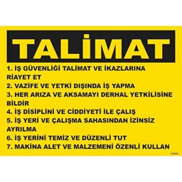 Genel İş yeri Talimatı Uyarı Levhası için detaylı bilgi göster Genel İş yeri Talimatı Uyarı Levhası resmi