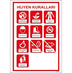 Hijyen Kuralları Talimatı Uyarı Levhası için detaylı bilgi göster Hijyen Kuralları Talimatı Uyarı Levhası resmi