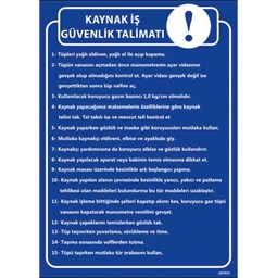 Kaynak İş Güvenlik Talimatı Uyarı Levhası için detaylı bilgi göster Kaynak İş Güvenlik Talimatı Uyarı Levhası resmi