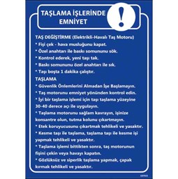 Taşlama İşi Talimatı Uyarı Levhası resmi