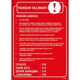 Yangın Talimatı Uyarı Levhası için detaylı bilgi göster Yangın Talimatı Uyarı Levhası resmi