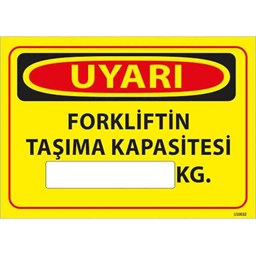 Forkliftin Taşıma Kapasitesi Uyarı Levhası için detaylı bilgi göster Forkliftin Taşıma Kapasitesi Uyarı Levhası resmi