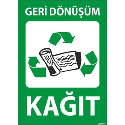 Geri Dönüşüm Kağıt Uyarı Levhası resmi