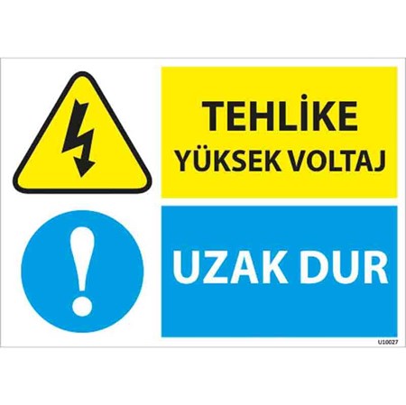 Tehlike Yüksek Voltaj Uyarı Levhası resmi