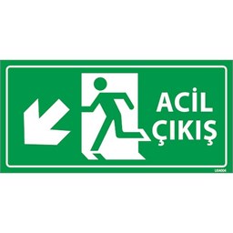 Acil Çıkış Levhası Sol Çapraz Aşağı Yön için detaylı bilgi göster Acil Çıkış Levhası Sol Çapraz Aşağı Yön resmi