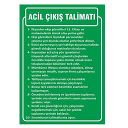 Acil Çıkış Talimatı Uyarı Levhası için detaylı bilgi göster Acil Çıkış Talimatı Uyarı Levhası resmi