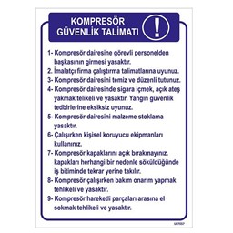 Kompresör Güvenlik Talimatı Uyarı Levhası için detaylı bilgi göster Kompresör Güvenlik Talimatı Uyarı Levhası resmi